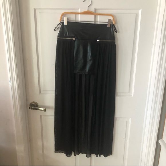 Two layer skirt zipper mini hi/lo goth maxi fantasy cosplay - Picture 1 of 5